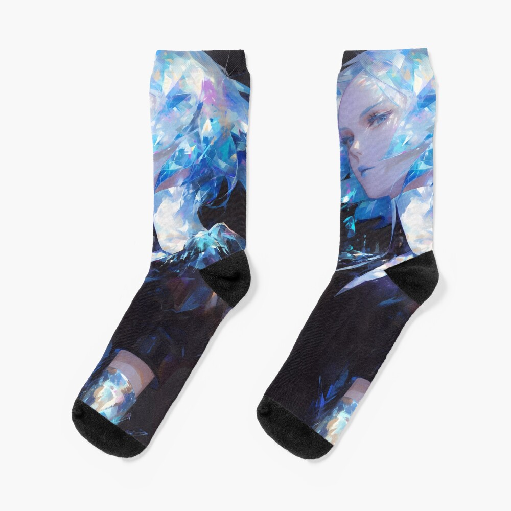 Land Lustrous Gemstone Blue Hair Socks
