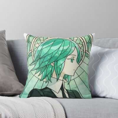 Land Of The Lustrous Phos Stained Glass Throw Pillow